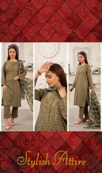 Pakistani Hayat's Stitched Cotton 3pcs _ Green 